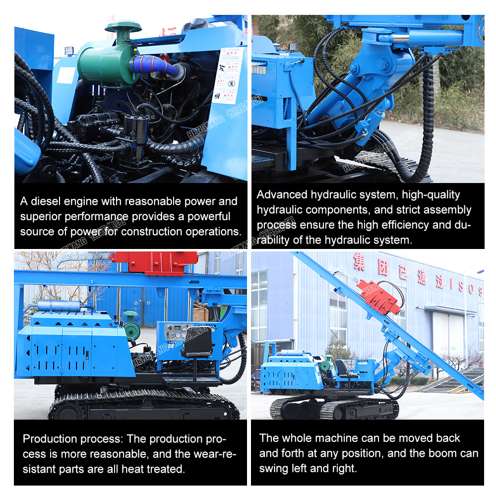 2024 Hengwang 300mm diameter bore pile micropile and hydraulic helical screw solar pile driver machine