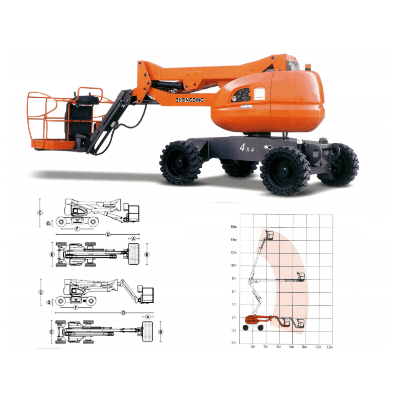 14m Self Propelled Articulated electric articulating Boom Lift Aerial Work Platform