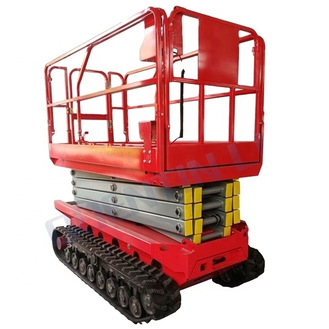 High quality factory price 4-12m all terrain electric crawler scissor lift with rubber track