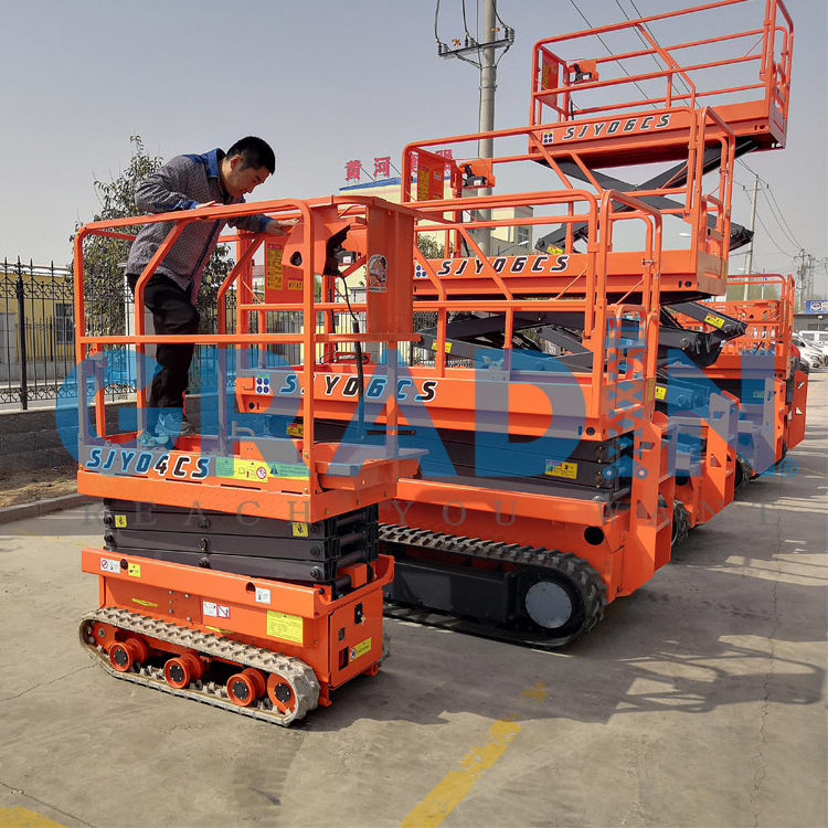 High quality factory price 4-12m all terrain electric crawler scissor lift with rubber track