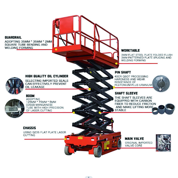 6-18 meter small hydraulic manned diesel crane, electric scaffolding lift truck, self-propelled lifting scissor lift platform