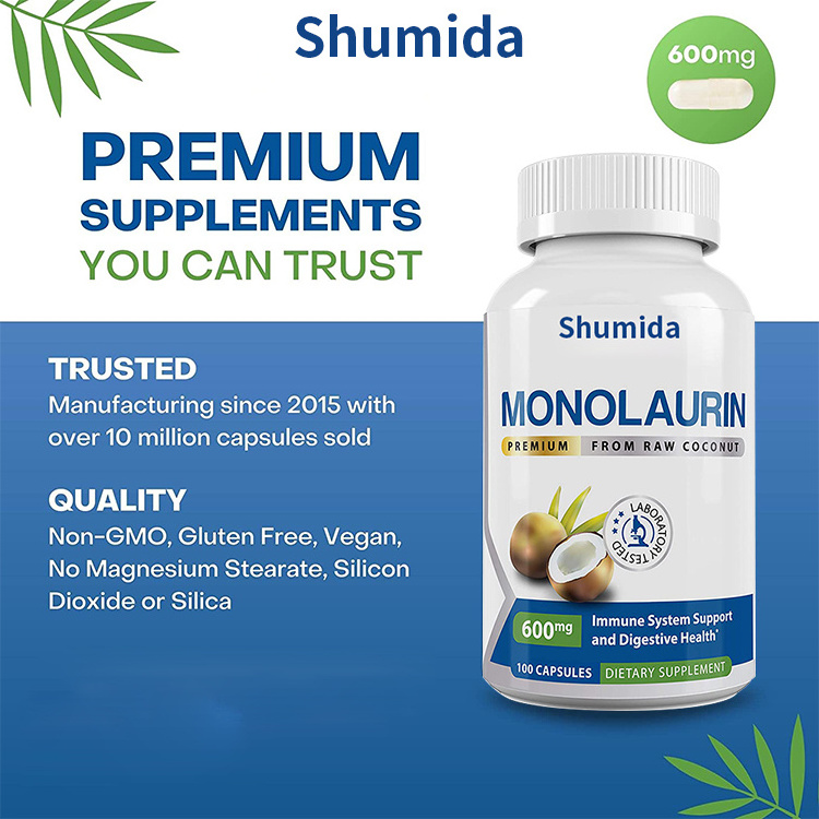 Private label Immune System Support Coconut Pills Digestive Health Monolaurin Capsules