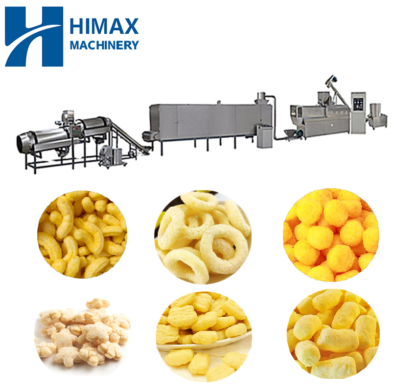 large capacity Snack Food Machine Inflating Puffed Cheese Ball Corn Snack Flakes Extruder Machine