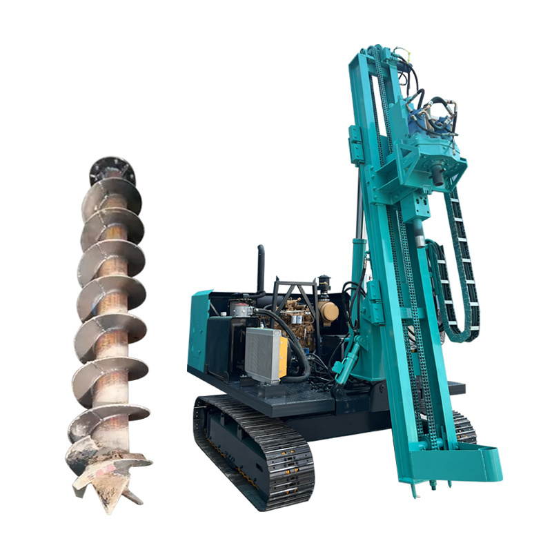 Micropile Drilling RigHydraulic dual power head Small Piling Rig Rotary solar drop hammer pile driver