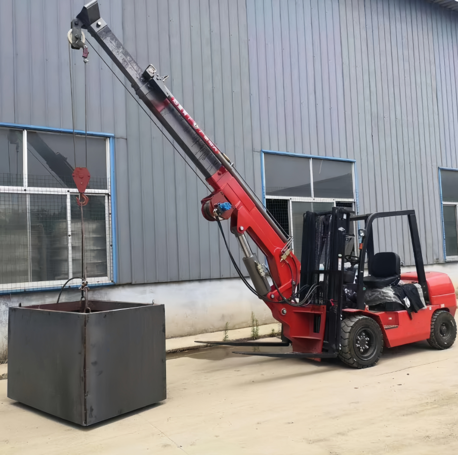 Hydraulic Telescopic Forklift Crane Forklift Attachment Fork Mounted Jib Hydraulic Crane Boom For Forklift 2t 3t 4t 5t