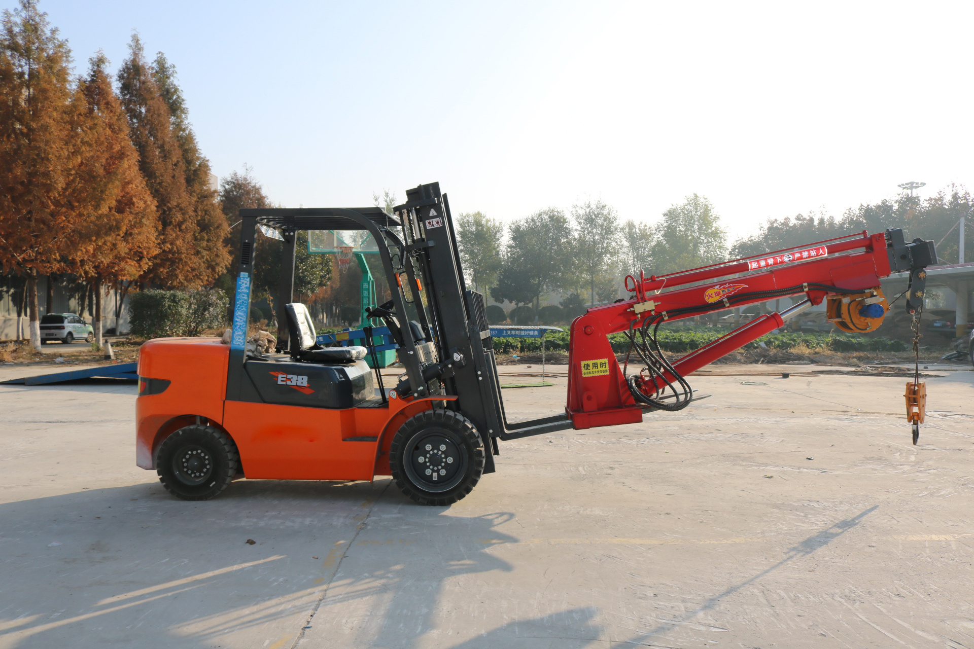 Hydraulic Telescopic Forklift Crane Forklift Attachment Fork Mounted Jib Hydraulic Crane Boom For Forklift 2t 3t 4t 5t