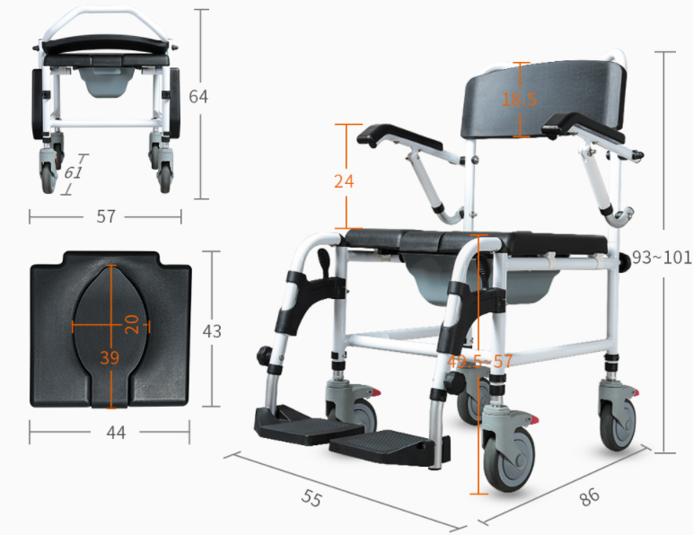 Cheap Manual Wheel Chair for Disabled with Toilet Commode