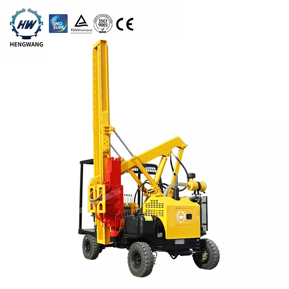 Solar electric screw pile driver diesel power four-wheel fence post guardrail pile driver