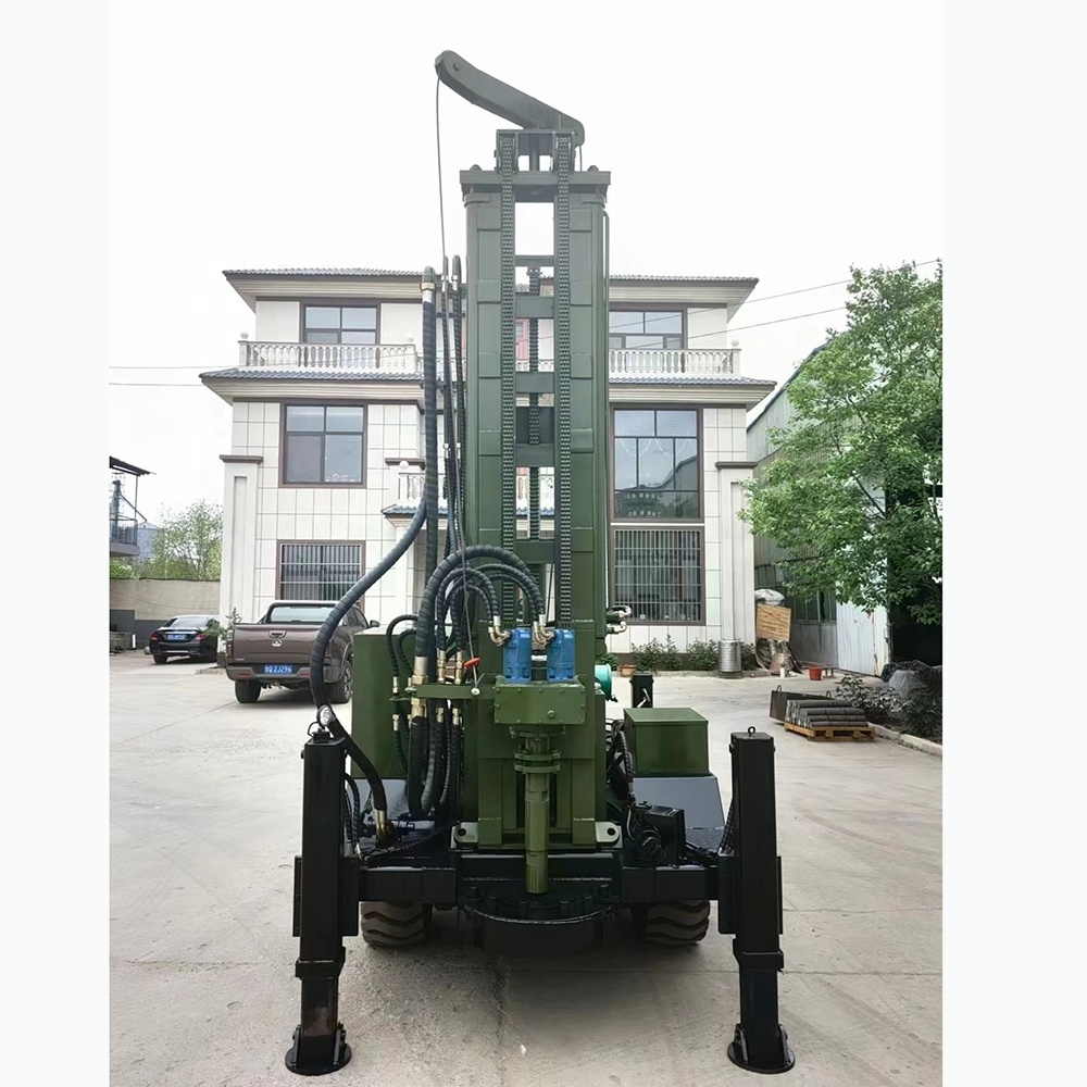 200m trailer mounted diesel portable water well drilling rig borehole drilling machines with hydraulic legs and tower