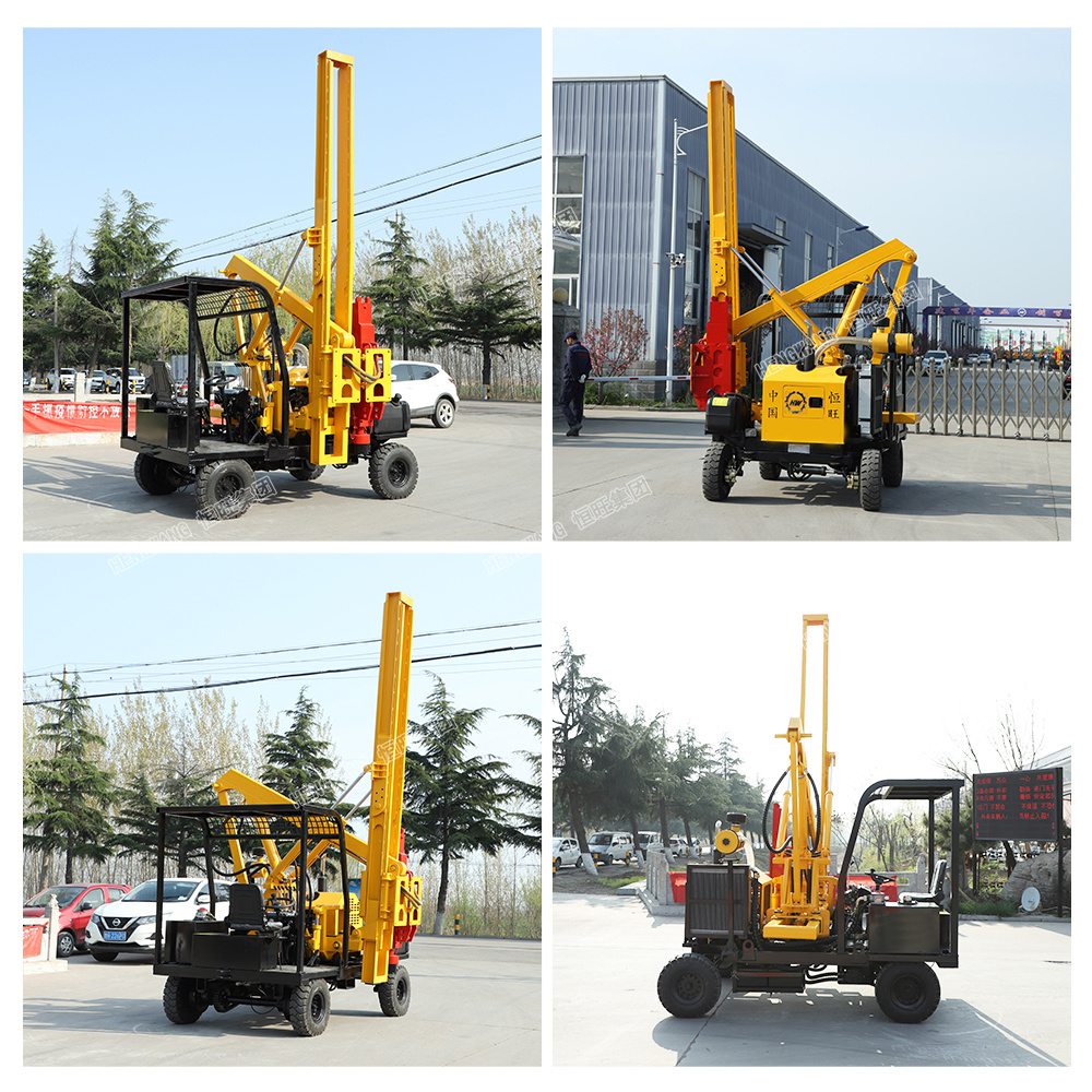 Solar electric screw pile driver diesel power four-wheel fence post guardrail pile driver