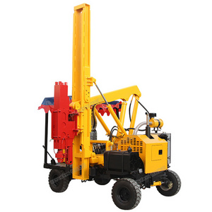 Solar electric screw pile driver diesel power four-wheel fence post guardrail pile driver