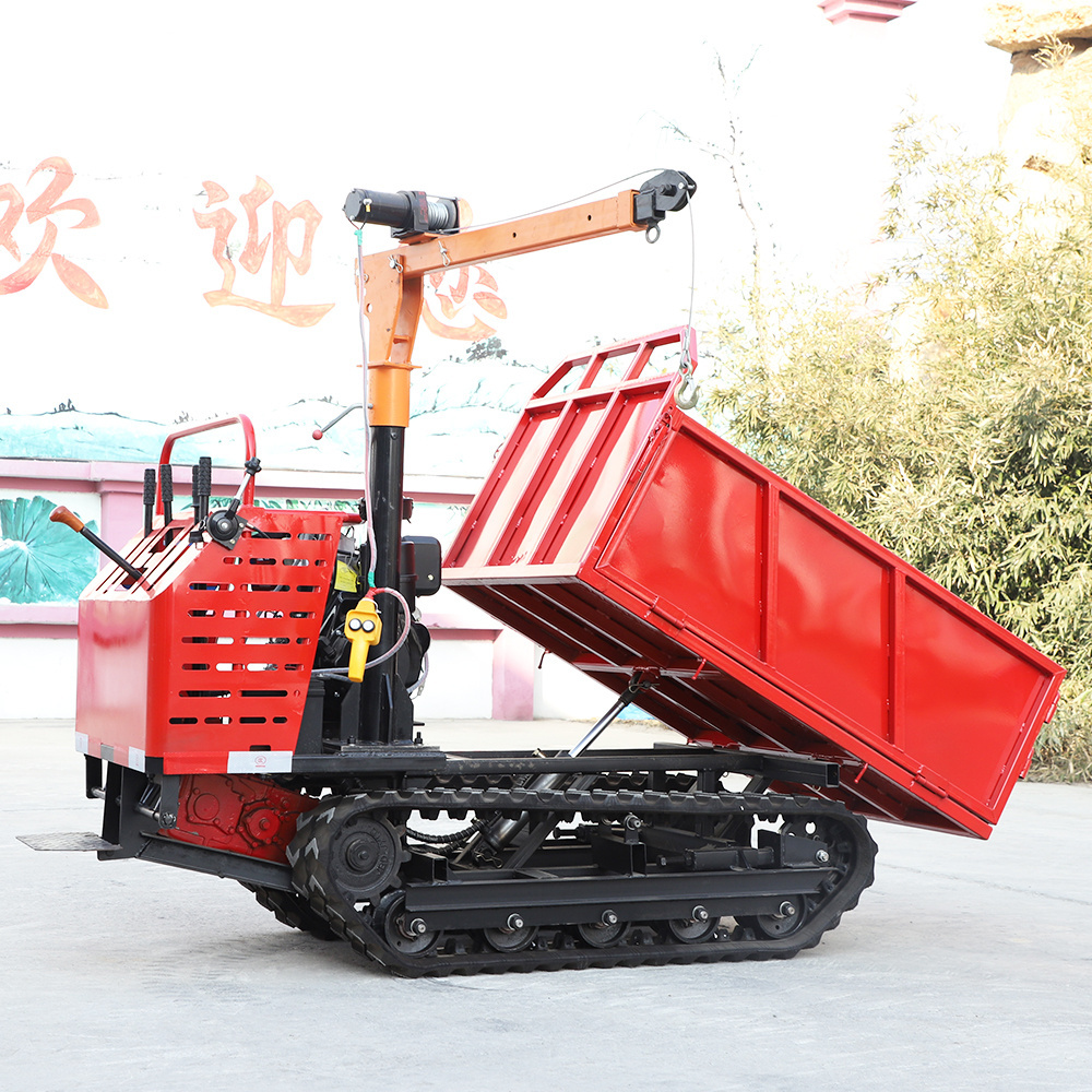 Factory Sell Farm Crawler Dumper Mini Crawler Transport Dump Truck with Crane