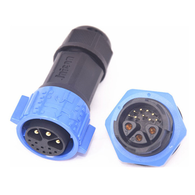 M25 blue color Push lock 3Pin power 9pin signal waterproof 12pin connector