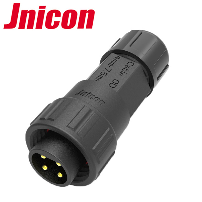 Jnicon 300V M16 small black cable molded 4 pin led waterproof connector