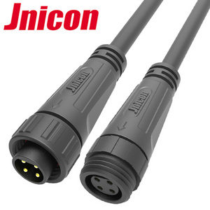 Jnicon 300V M16 small black cable molded 4 pin led waterproof connector