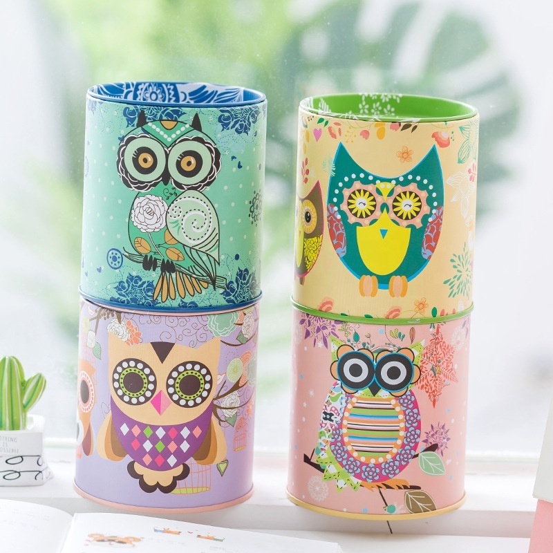 Promotional Custom Gift Owl Metal Tin Can Safe Money Box Saving Money Alcancias Coin Bank Piggy Bank for Kids