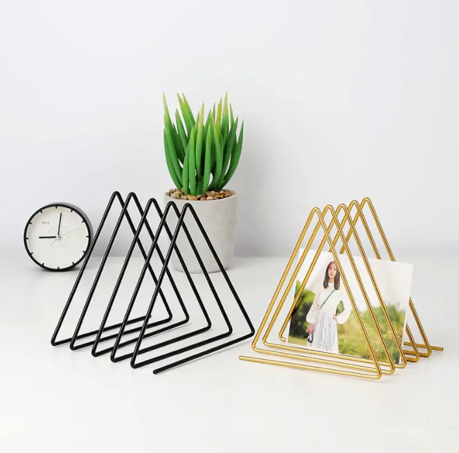 Wholesale Metal Standing Book Stand Triangle Book Holder Home Decor Bookends