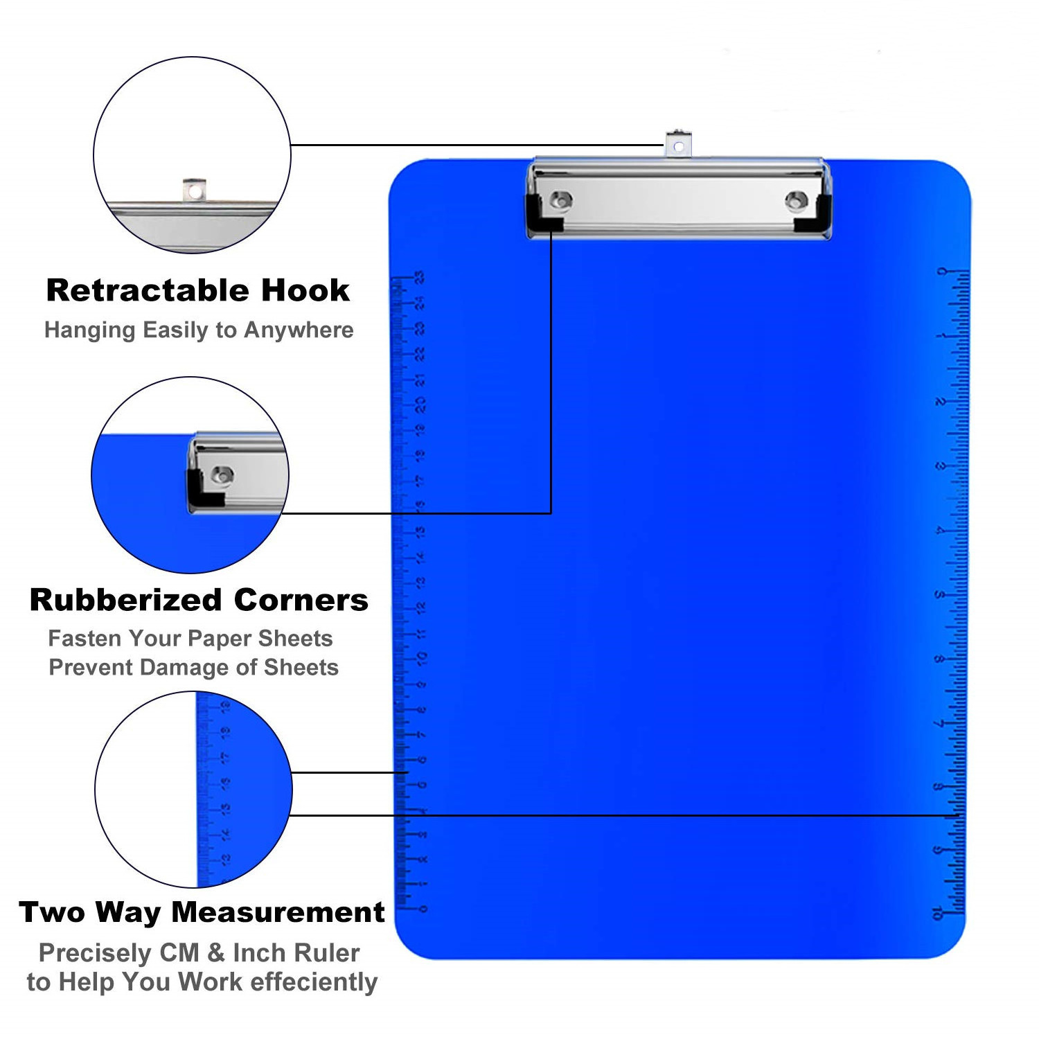 Custom colorful smooth edges nursing writing A4 transparent clear plastic clipboard for school hospital office