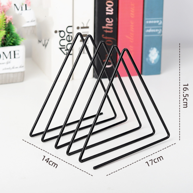 Wholesale Metal Standing Book Stand Triangle Book Holder Home Decor Bookends