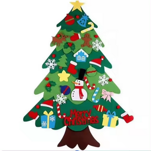 Xmas Decoration Gifts DIY Felt Christmas Wall Tree With Ornament Set for Kids Hanging Ornaments Santa Claus