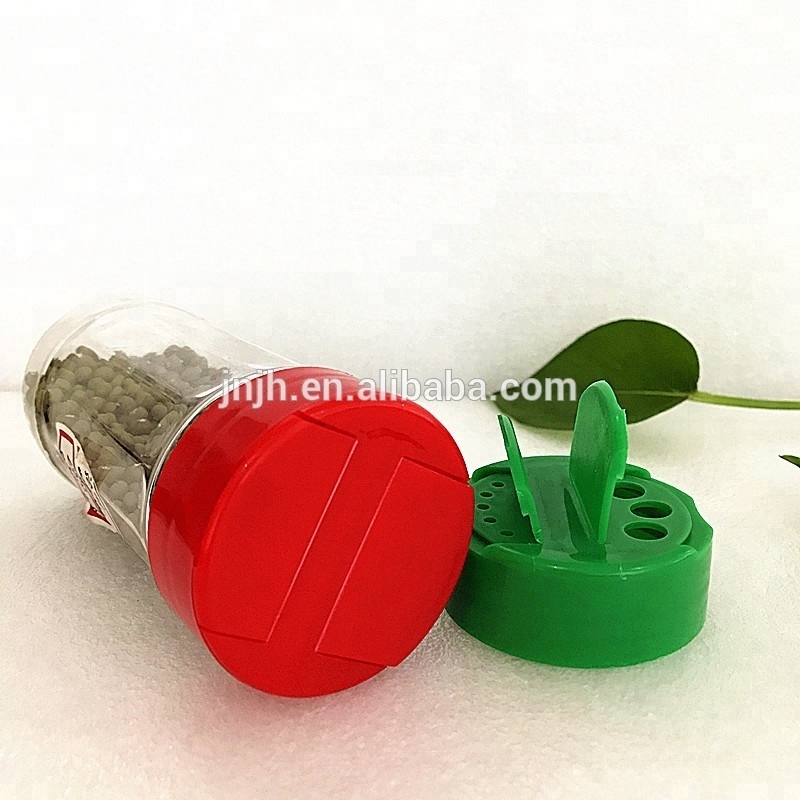 Color spice jar flip top caps 38mm 8 oz. PET Spice Jar 53-485 mm Red Spice Cap aluminum foil pp induction freshness seal