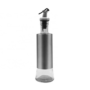 kitchen oil bottle Stainless Steel Glass Olive Oil Dispenser 250ml 350ml 500ml Vinegar Soy Sauce bottle