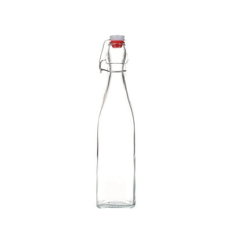 250ml 500ml 750ml 1000ml Round Square Transparent Empty Drink Glass Bottle with Swing Top Stopper for Beverage