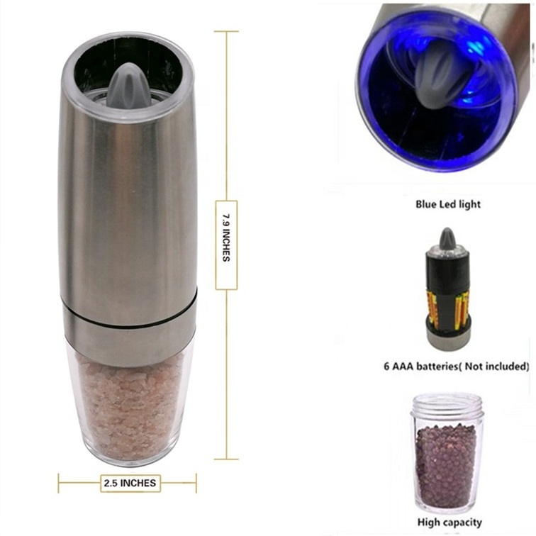 Battery Operated manual Gravity electric Pepper Mill / electric salt and pepper grinder