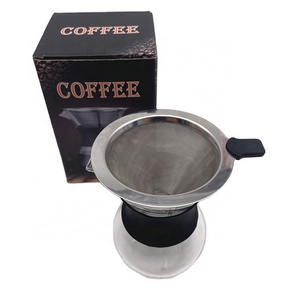 Stainless Steel Portable Metal Mesh Strainer Reusable Coffee Filter with Stand Holder