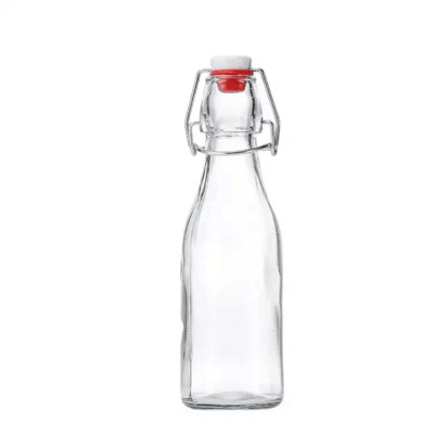 250ml 500ml 750ml 1000ml Round Square Transparent Empty Drink Glass Bottle with Swing Top Stopper for Beverage