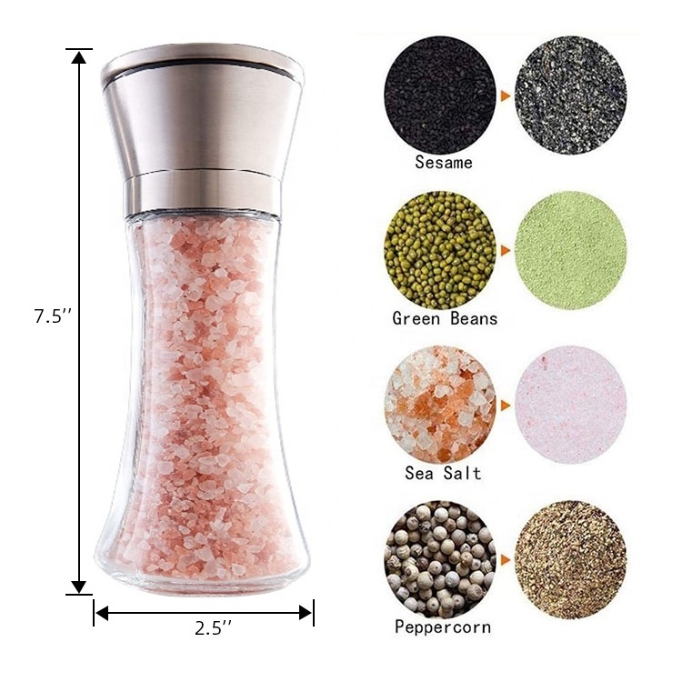 Manual herb spice tools Glass Salt And Pepper Mill Grinder Set salt and pepper ceramic grinder jar