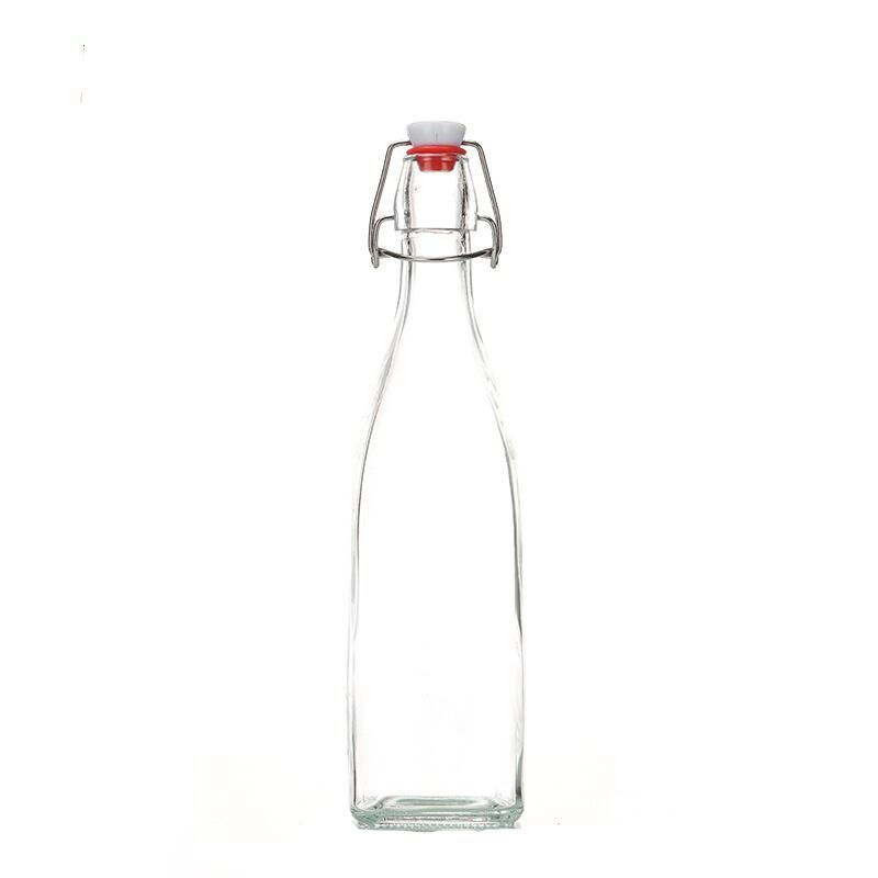 250ml Clear Beverage Clasp Bottle Round Fruit Wine Juice Bottles Sealed Glass Enzyme Bottle with swing top