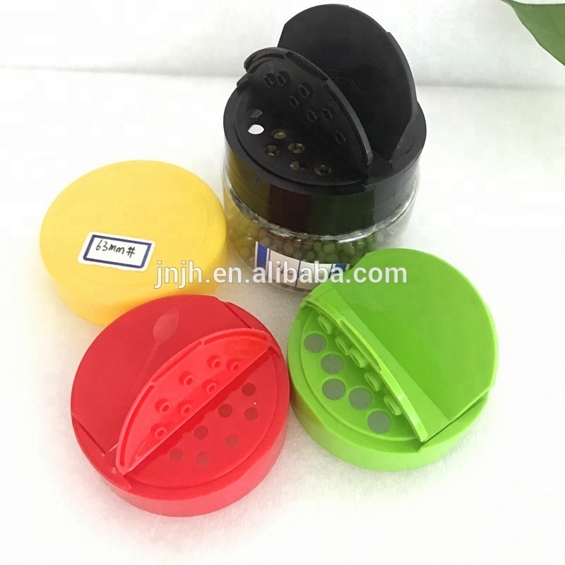 Color spice jar flip top caps 38mm 8 oz. PET Spice Jar 53-485 mm Red Spice Cap aluminum foil pp induction freshness seal