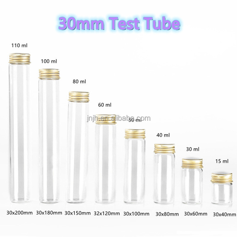 high  Borosilicate Food Grade Flat / Round Bottom Glass Test Tube with aluminum Screw Lid