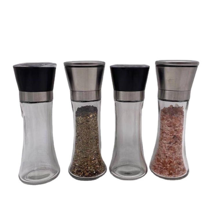 glass salt pepper grinder mill /Home Kitchen Use 180ml Round Glass Hand Salt Pepper Spice Sprinkling Manual Grinder