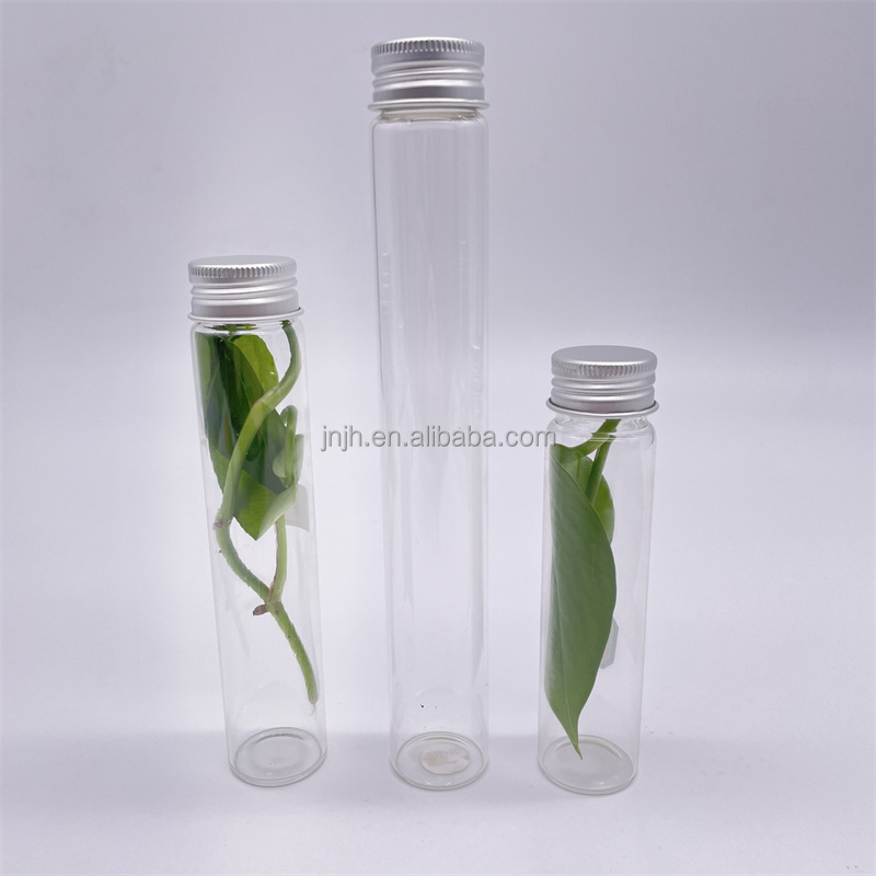 high  Borosilicate Food Grade Flat / Round Bottom Glass Test Tube with aluminum Screw Lid