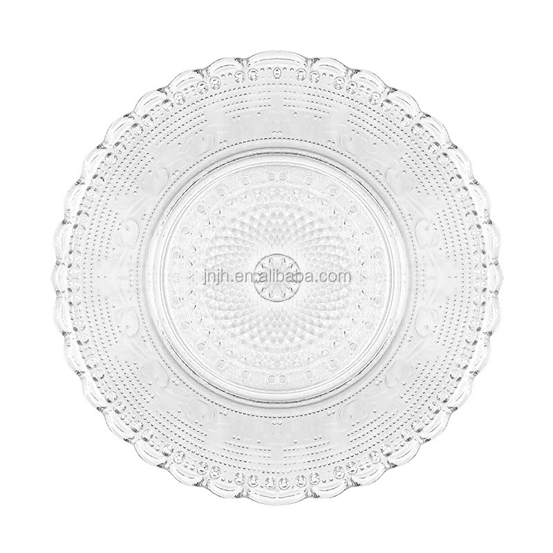 Glassware Manufacturer beaded clear glass  plates dinner plate/Clear glass plate for dinner