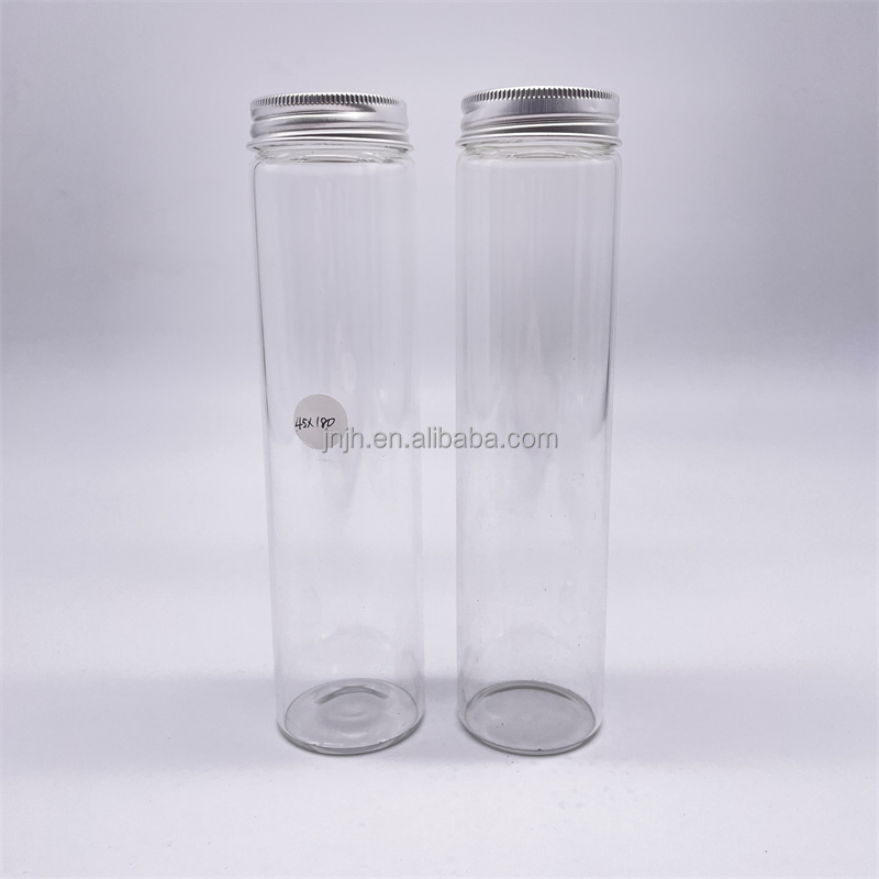 high  Borosilicate Food Grade Flat / Round Bottom Glass Test Tube with aluminum Screw Lid