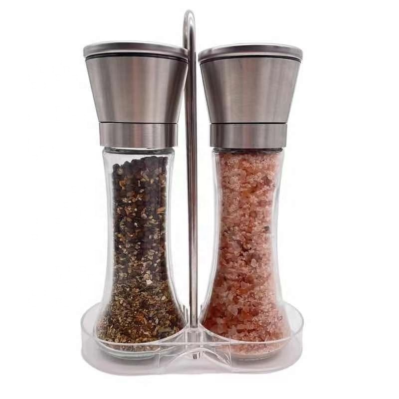 Manual herb spice tools Glass Salt And Pepper Mill Grinder Set salt and pepper ceramic grinder jar