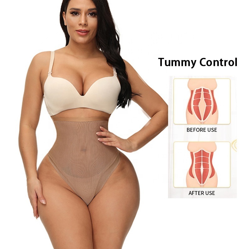 Top Sellers Panties Thong Sexy Flatten Tummy Mesh Control Panties High Waist Thong Shaper Seamless Thong Shapewear