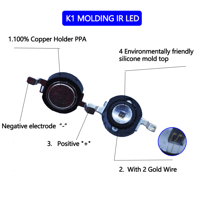 High-Power 2W Infrared LED Chip 850nm Cob LED with InGaN Material 1W Ir LED