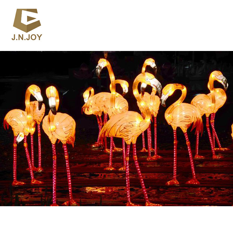 JN-RT-HL01 animal shape flamingo silk Chinese animal lanterns