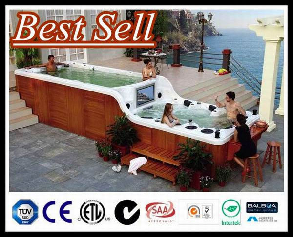 7 person unique design dual zone endless swimming spa/swim spa with 3 pcs 9.5