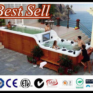 7 person unique design dual zone endless swimming spa/swim spa with 3 pcs 9.5" swim jets/ swim spa JNJ SPA-8178