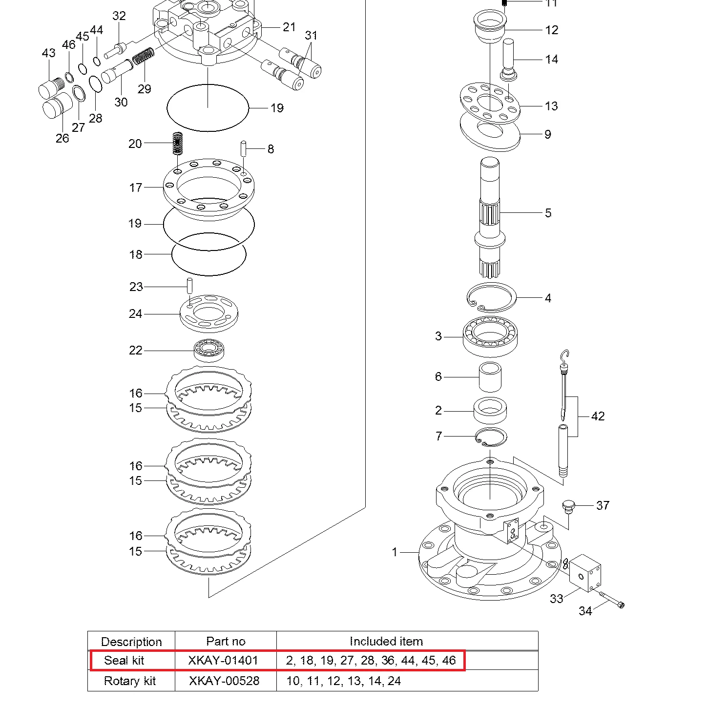 Excavator Parts R160LC-9A swing motor seal kit For Hyundai