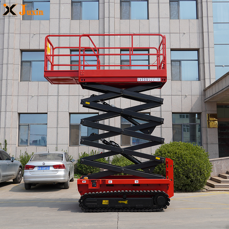 4.5m-12m platform height Industrial  rubber track  Lifting Platform Self propelled Scissor Lift  for rough terrain ground use