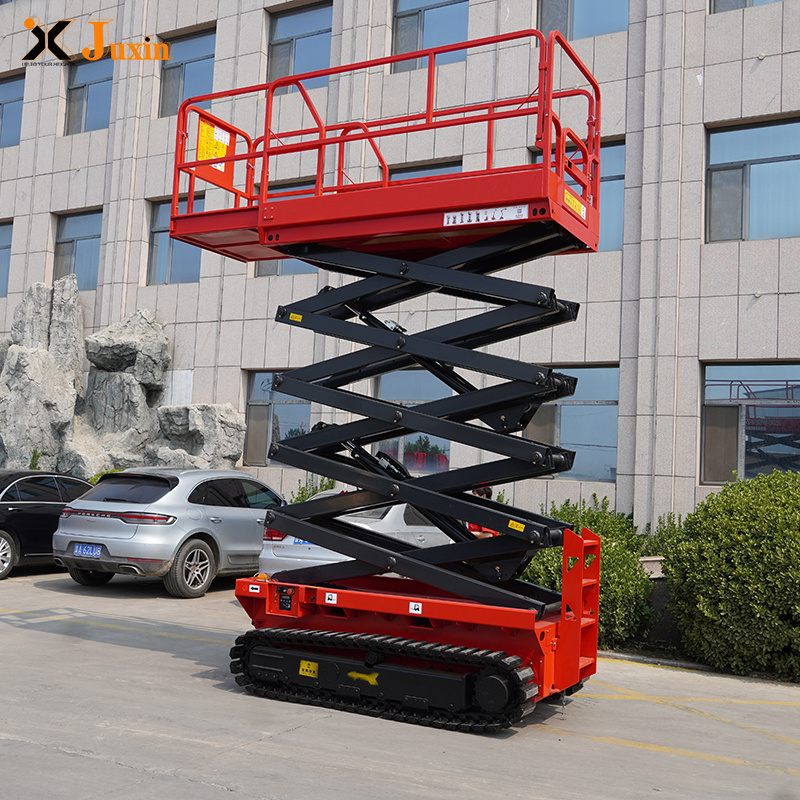 4.5m-12m platform height Industrial  rubber track  Lifting Platform Self propelled Scissor Lift  for rough terrain ground use