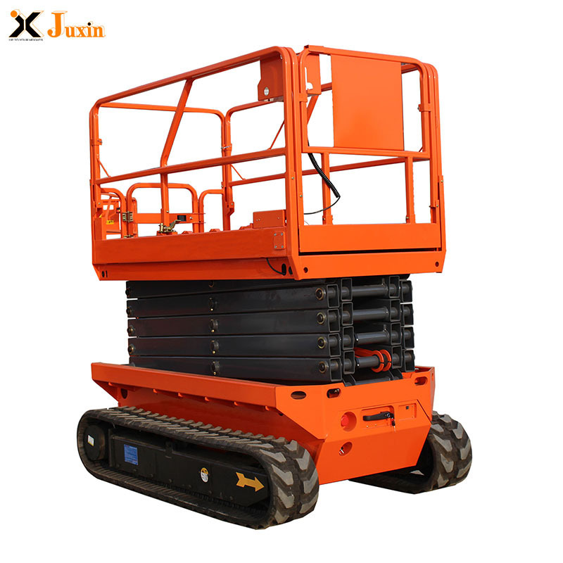 4.5m-12m platform height Industrial  rubber track  Lifting Platform Self propelled Scissor Lift  for rough terrain ground use