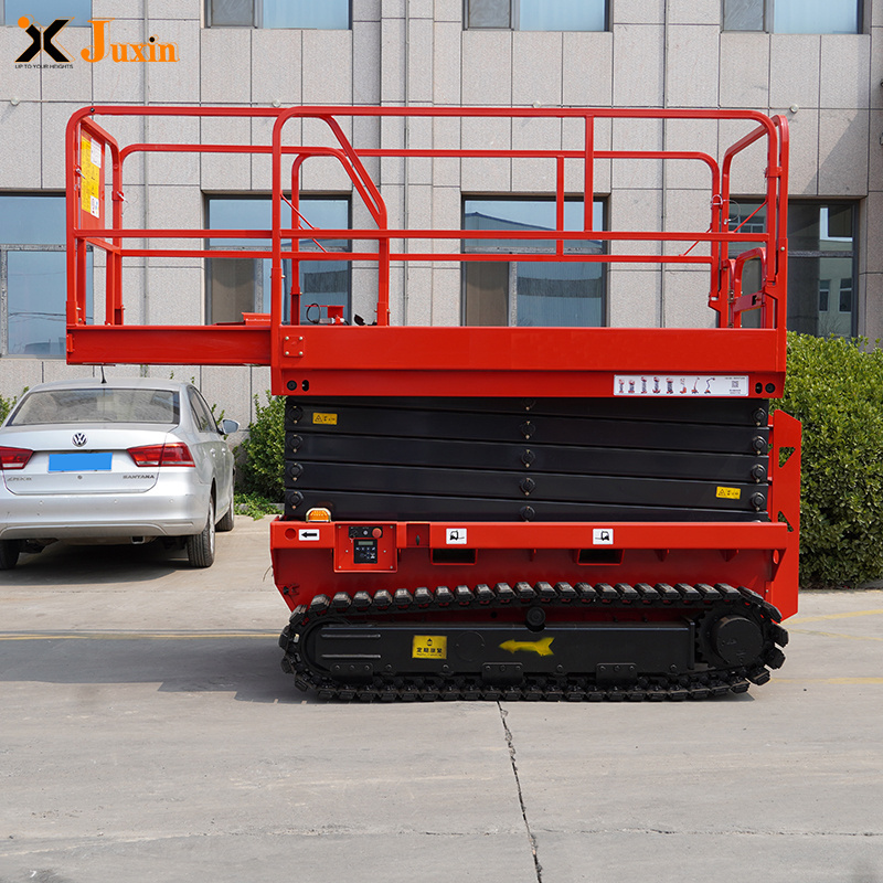 4.5m-12m platform height Industrial  rubber track  Lifting Platform Self propelled Scissor Lift  for rough terrain ground use