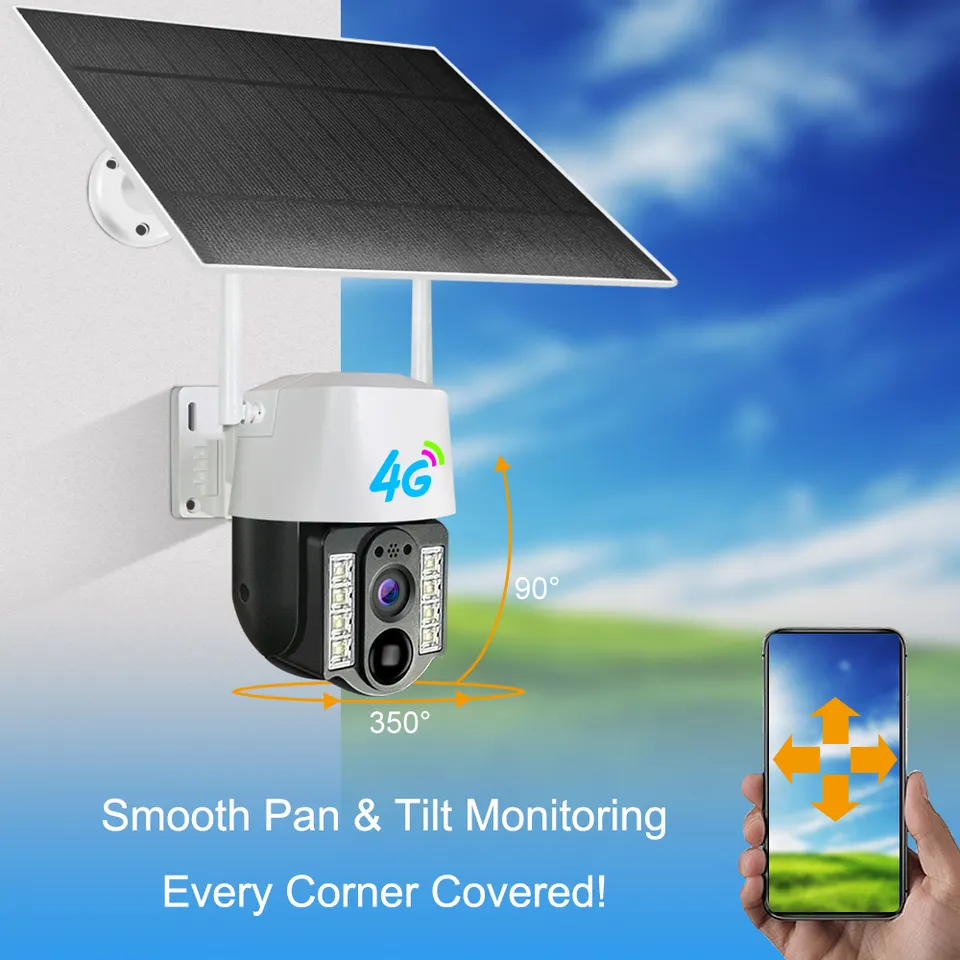 WiFi PTZ Outdoor 1080P Solar Camera 360 Battery Power Security CCTV IR Night Vision Outdoor Surveillance Camera Wireless